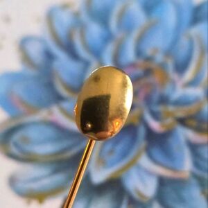 Vintage stick pin gold tone oval lapel brooch stickpin tie